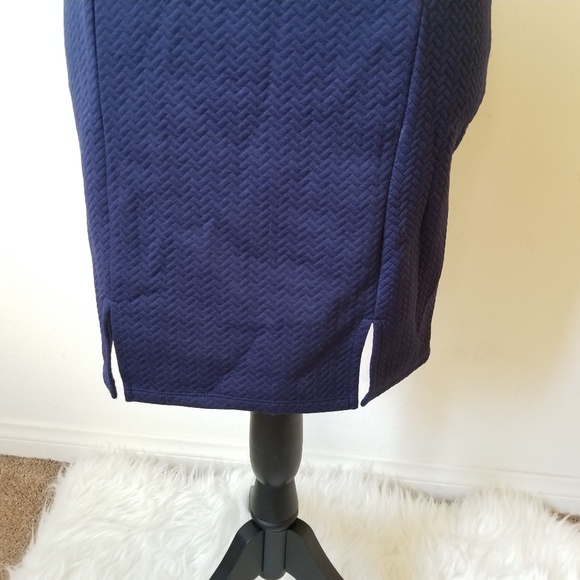 Soprano Navy Blue Quilted Chevron Mini Dress - Picture 5 of 7